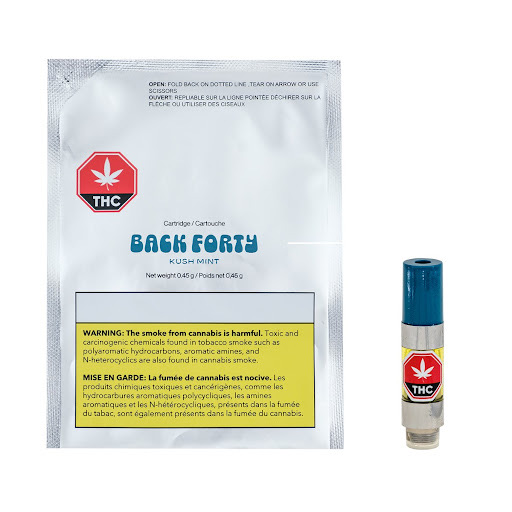 Back Forty  Back Forty Kush Mint Hybrid 1.0 g Prefilled Vape Cartridge   1g Hybrid