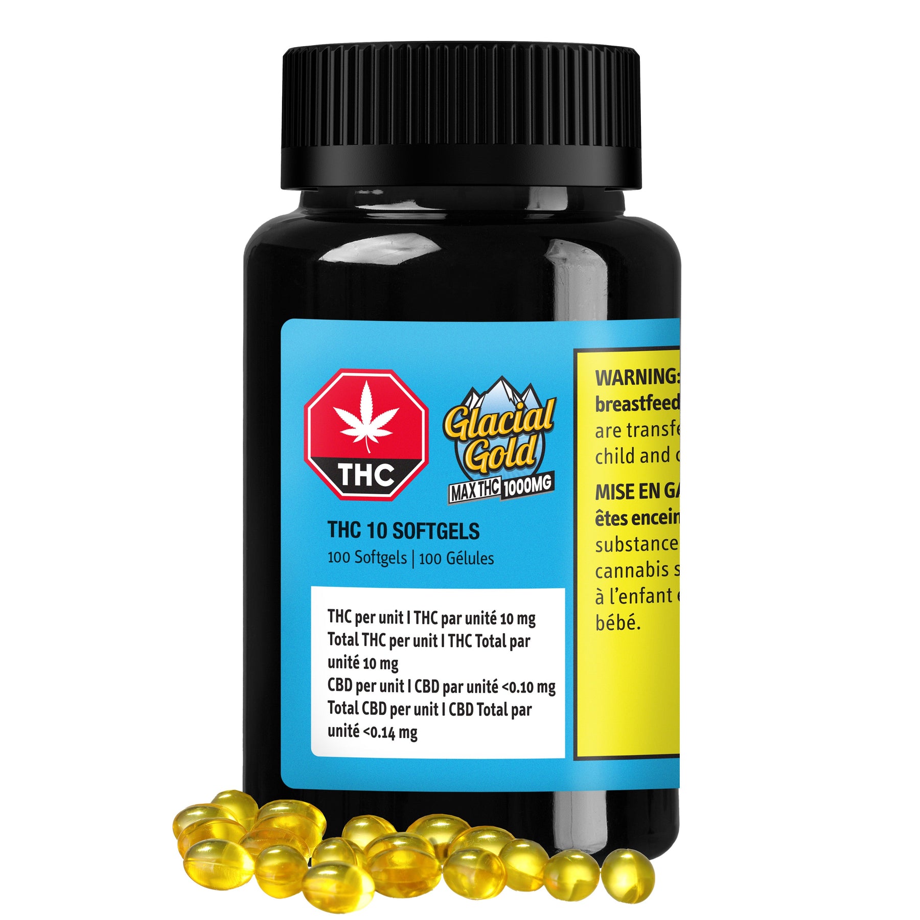 Product image THC 10 Softgels - 100 x 10mg  | Glacial Gold 1