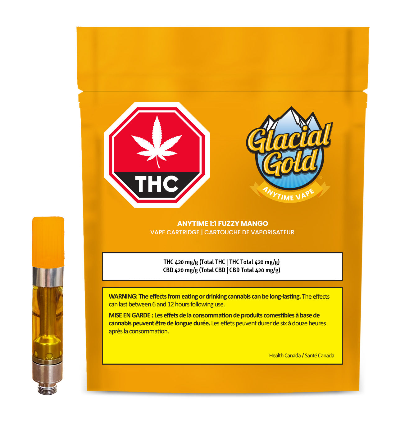 Anytime 1:1 Fuzzy Mango - 1 X 1g Blend Cartridges | Glacial Gold