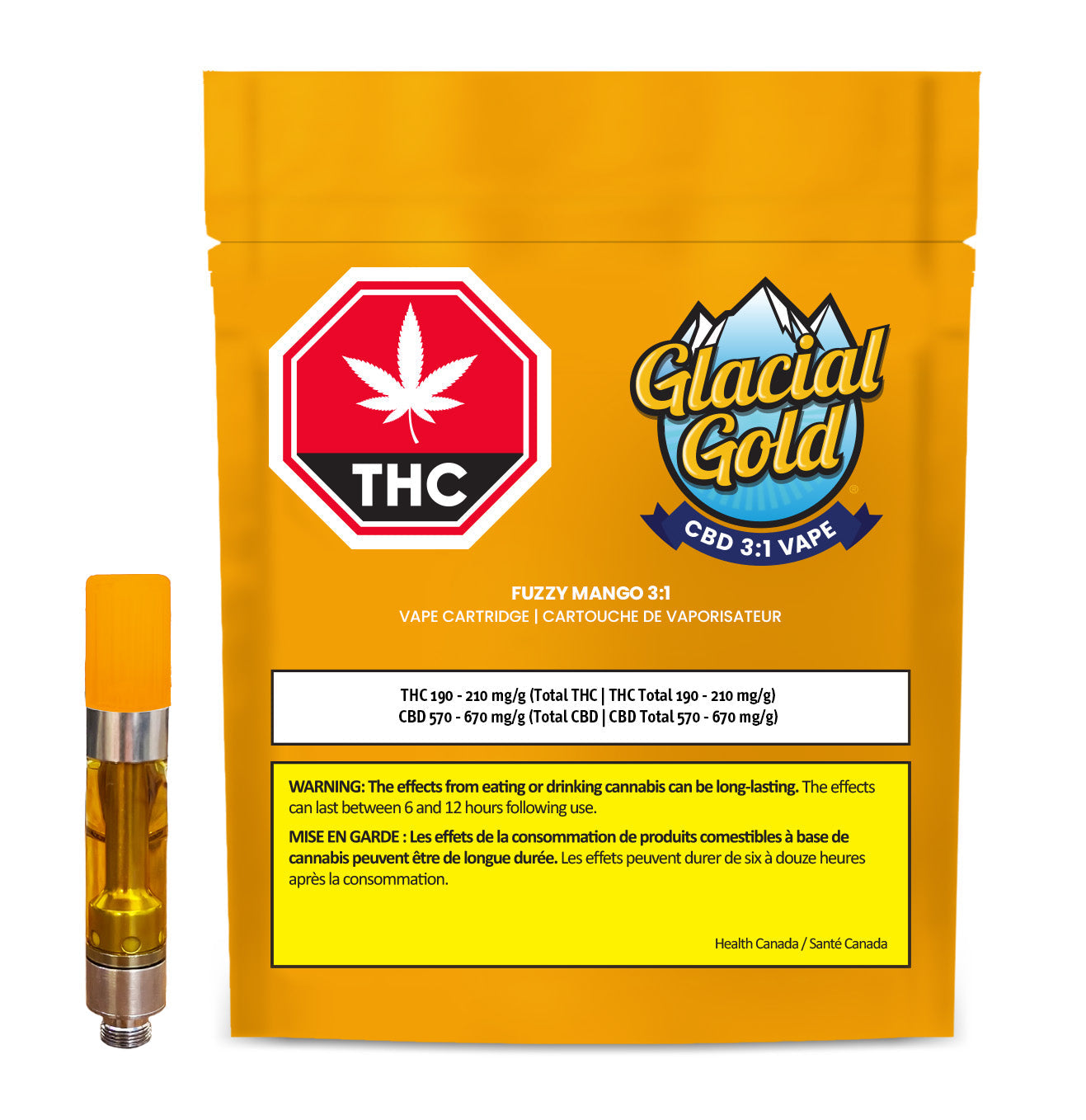 GLACIAL GOLD - CBD 3:1 FUZZY MANGO VAPE